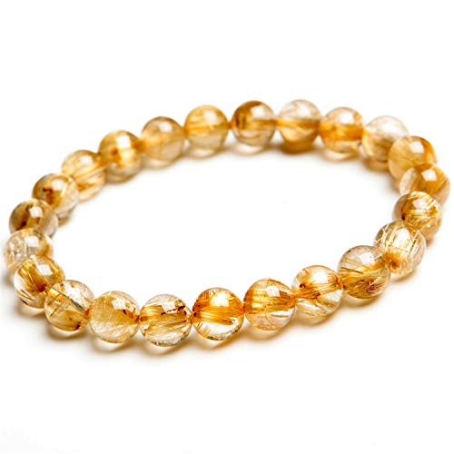 Bracelet en cristal de titane quartz rutilé or 8mm pour femmes et hommes