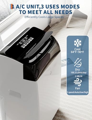Image of Garvee 14,000 BTU AC Unit, 3-in-1 Portable Air Conditioner with Cooling, Dehumidifier & Fan for Rooms up to 750 sq.ft, Remote Control, Sleep Mode, Timer & Window Kit