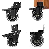 MALLLALA Set of 4 Caster Wheels, 3' L-Shaped Bracket Casters, Swivel Castor, Furniture Caster with Brakes for Cots, Flower Stands, Desks, 600 lbs Loading Capacity