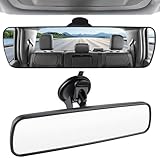LivTee Anti Glare Rear View Mirror, Universal 9.5' (241mm) Wide Angle Panoramic Convex Rearview Mirror with Strong Suction Cup, Mounts on Windshield to Reduce Blind Spots for Cars SUV Trucks