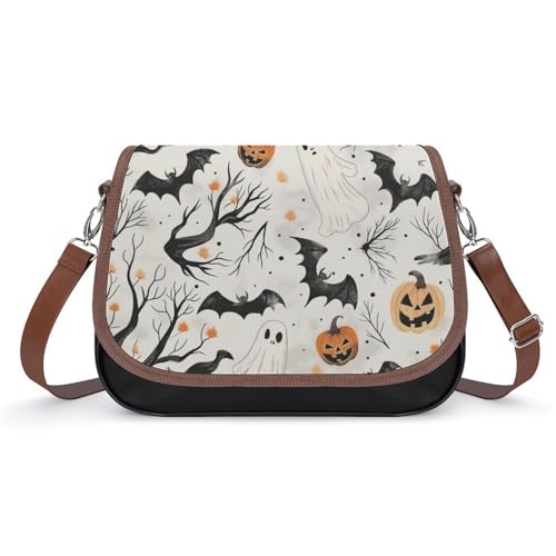 Sac à main pour femmes motifs d'Halloween joyeux en cuir étanche avec sangle amovible