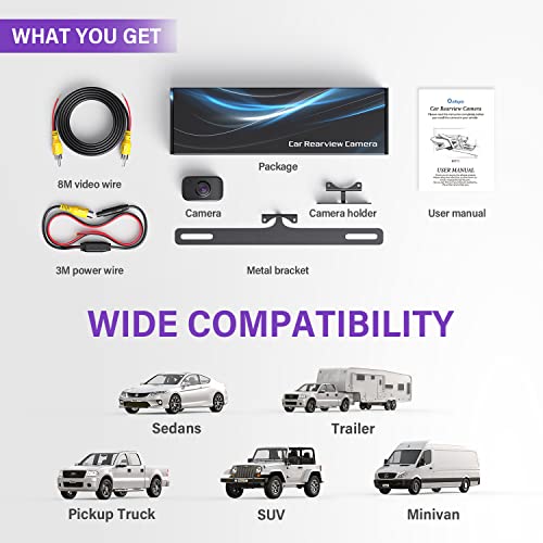 Erapta Reverse Camera 3.0 License Plate Backup Camera Hd 149° Wide Rear View Ip69K Waterproof Ir Night Vision Easy Mount Diy Grid For Cars Trucks Pickups Suv Rv Van Jeep Ert11 #TOP6