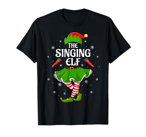 Image of Singing Elf Christmas Family Girls Women Elf Squad Xmas T-Shirt