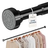 Kleiderstange Schrank, Kleiderstangen ohne Bohren, Rutschfeste Teleskop Kleiderstange, Schwerlast-Kleiderstange verstellbar für Kleiderschrank, Schrank, Bad, Wäsche, Wohnmobil, (43-137cm Schwarz)