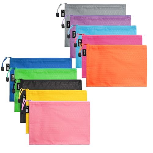 LUHIUMOYA A5-Stück Dokumententasche, Wasserdicht Dokumententasche mit Reißverschluss,Beutel für Papier, Dokumente, Datei, Kosmetika, Hausaufgaben(schwarz,Rosa,Blau,gelb,Grün)
