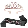 Rose Gold 16e verjaardag kristal tiara kroon verjaardag kroon met zoete 16e verjaardag sjerp verjaardag sjerp verjaardag…
