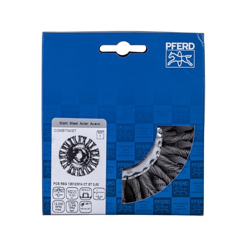 Image of PFERD COMBITWIST Round Brush Braided RBG | Diameter 125 x 12 mm M14 Steel Wire Diameter 0.50 | 43303051 - for Angle Grinders, Combitwist Knotted; Trim Material Steel 0.50 mm
