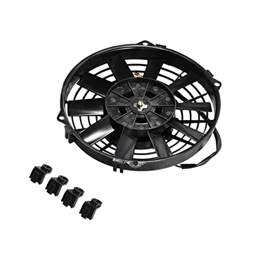 HPGHZNYNMK Universal 8/9/10/12/14 Pulgada 1 2V 80W 2100RPM Aire Acondicionado de Coches Ventilador de refrigeración electrónica Straight Black Blade Electric Kit Ventiladores y Kits(14 Inch)