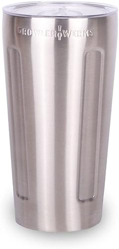 Miniatura 1 de GrowlerWerks Vaso aislado al vacío uPint apilable, incluye tapa de empuje, mantiene el café caliente, la cerveza fría, forma económica para bebidas