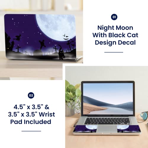 Image of LSS 17 17.3 Inches Laptop Notebook Skin Sticker with 2 Wrist Pads - Reusable Cover Protector Vinyl Sticker Cover Decal Fits 17 inch - 19 inch HP Asus Acer - Night Moon with Black Cat Pattern