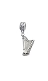 Silvertone Harp - Celtic Knot Charm Bead