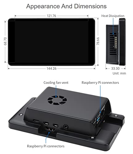 Image of waveshare 5.5inch Capacitive Touch AMOLED Display Compatoble with Raspberry Pi 4B Comes with Protection Case 1080x1920 Resolution HDMI Toughened Glass Panel