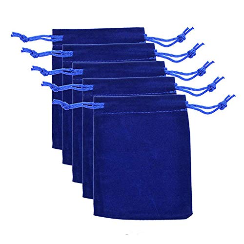 Bolsas de terciopelo con cordón que protegen tus joyas contra rayones, 25 unidades en azul