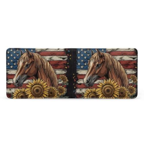 Image of Coldinair Horse Boys Wallet for Kids and Teenager,American Flag Small RFID Bifold Wallets Bi-fold PU Leather Wallet Credit Id Card Cash Holder for Teen Boys