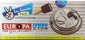 Europa HomeDecorax Traders P-390TWSS HIGH Precision 14 Pin Dimple Key Technology DISC PAD Lock (Twin Pack) Silver