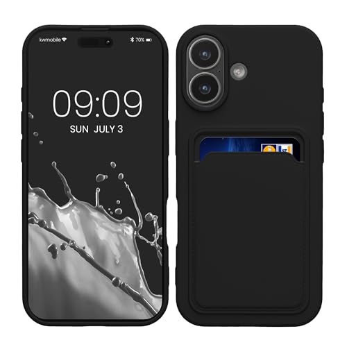 kwmobile Custodia Compatibile con iPhone 17 Cover - Back Case Cellulare con Slot Porta Carte - Morbida in Silicone TPU nero