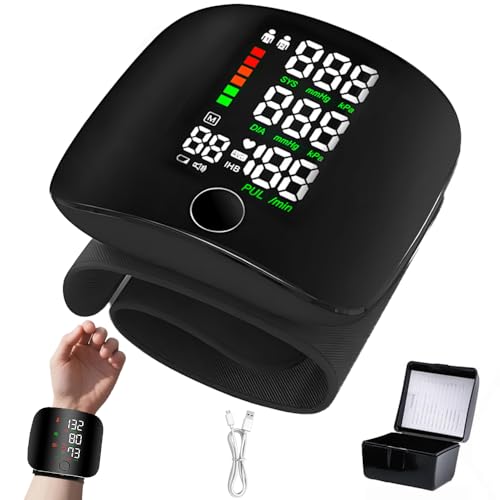 Wrist Blood Pressure Monitor, Blood Pressure Monitors Wrist with LED Touchscreen, Automatic Blood Pressure Monitor Wrist with 99x2 Users Read Memory & Automatic Voice Output, Rechargeable