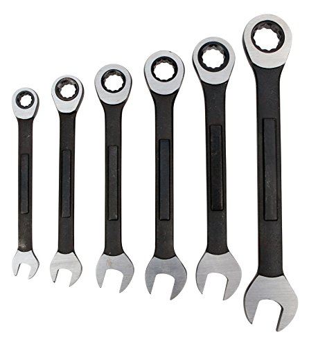 Performance Tool W1166 6 Piece Black Sae Combination Ratchet Wrench Set | Premium Drop Forged Alloy Steel | Oil & Corrosion Resistant Black Finish | Sizes: 5/16, 3/8, 7/16, 1/2, 9/16, 5/8" #TOP1