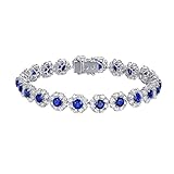 Daesar 18K White Gold Charm Bracelets for Women, Chain Bracelets Women Flower 7.7ct Oval Lab Created