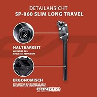 CONTEC Federsattelstütze SP-060 Slim Long Travel, Parallelogramm, 36 mm Federweg, Aluminium, für MTB und Tourenfahrrad, Schwarz – Ansicht 3