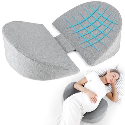 Pregnancy Pillows for Sleeping, Upgraded Memory Foam Maternity Pillow for Pregnant Women, Adjustable Pregnancy Body Pillow with Removable, Washable Cover, Support for Belly,Back, Legs (Grey)