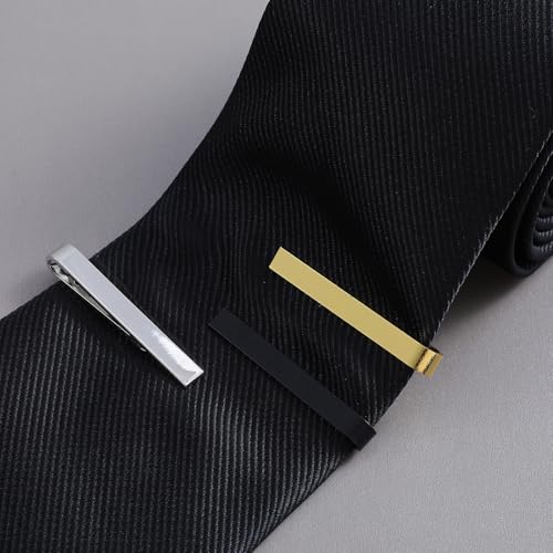 Krawattenklammer Herren 3 Stück Klassische Metall Krawattennadel für Anzug & Business Freund Geschenk Festliche Anlässe Accessoire (Gold, Schwarz, Silber)