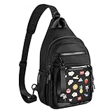 Prokva Ita Bag Crossbody Pin Display Sling Bag with Insert, Ita Chest Pack Backpack with Clear Pocket for Trading Pins, Comic Con, Travel, Black