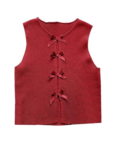 Image of Milumia Women's Bow Front Sweater Vest Cut Out Knit Tank Top