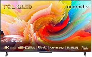 TCL 43C720K QLED Gaming TV 43 inch Smart Android TV, 4K UHD, HDR Premium, Dolby Vision Atmos, MEMC, ONKYO Loudspeaker, Google Duo, Google Assistant and Alexa, Frameless Metal Design , Amazon Exclusive