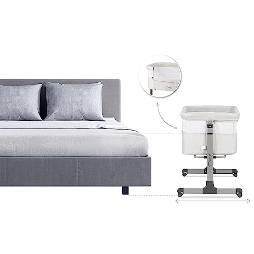 Miniatura 29 de Momi Revo Cuna Multifuncional Ajustable En 6 Posiciones De Altura De 72 A 82 Cm, Con Ruedas, Colchón Incluido, Correas De Fijación, Mosquitera Y Barra De Juguetes