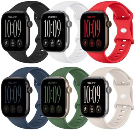 THWALK 6 Pack Sport Bands Compatible with Apple Watch Band Ultra 4/3/2/1 49mm, Series 12/11/10 46/42mm, 9/8/7 45/41mm, SE/6/5/4 44/40mm, 3/2/1 42/38mm for Women Men