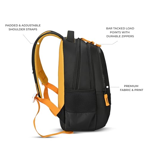 Image of Gear Giant Monster Backpack 15 inch /20L Small Water Resistant School Bag /Casual Backpack /Daypack /Kids Bag for Boys /Girls (Black-Yellow)