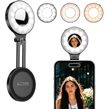 Magnetic Selfie Light for MagSafe, LED Ring Fill Light for iPhone, Portable Rechargeable Clip on Light for Selfie, Tiktok, Video Conference, Black