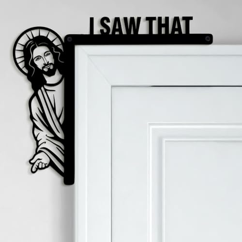 Blulu Creative Corner Decor 7.9 x 8.5 Inch I Saw That Door Frame Metal Sitter Bless This Home Window Decor for Home Cabinet Frame Corner Decoration Supplies (Left)