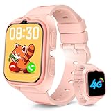 4G Reloj Inteligente Niños, IP68 Impermeable Smartwatch Niñas con GPS y Llamadas, Doble Cámara, Videollamada, Chat de Voz, SOS, Modo Escuela, Linterna, Podómetro Reloj Smartwatch para Niñas,Pink