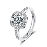 Adjustable Silver Rings For Women Simulated Diamond Square White Ring Promise Engagement Rings For Women Minimalist Jewelry
