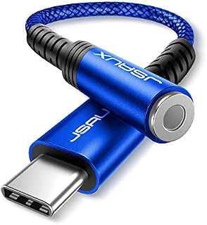 JSAUX USB C to 3.5mm Headphone Jack Adapter, Type C to 3.5mm Aux Adapter Compatible with Samsung Galaxy S22 S21 S20 Ultra Note 20 Huawei P30 P20 Mate 10 Mate 20 Pro, Pixel 4 3 2 XL Xiaomi 9 8-Blue