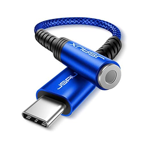 JSAUX Duradero Adaptador USB Tipo C a Jack 3.5 mm Auriculares, Adaptador USB C Jack para Xiaomi Mi 10/9/8, Samsung S21/20/10,Huawei P40/P30/P20, Pixel 4/3/2 XL-Azul
