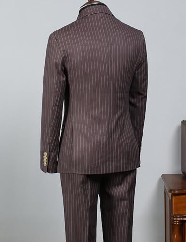 Men's Striped Suit 3 Piece Blazer Jacket Vest Pants White Pinstripe Business Casual Spring Fall3