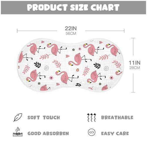 2 Pack Muslin Burp Cloths Flamingo White Cotton Baby Burp Cloths Ultra Soft Burping Cloth Absorbent Spit Up Rags for Newborn Babies, Large 22" x 11"2