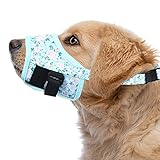 Dog Muzzle, Soft Printed Dog Muzzles for Small Medium Large Dogs Jack Russell Terrier, Dachshund, Beagle, Golden Retriever, Adjustable Puppy Muzzle for Biting Chewing Grooming (Flower, XS)