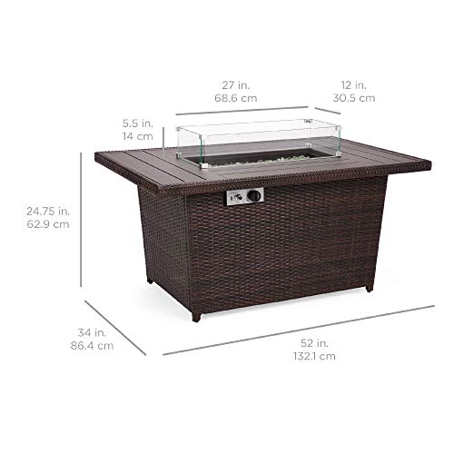 Best Choice Products SKY5268 52In 50,000 Btu Outdoor Wicker Patio Propane Gas Fire Pit Table W/Aluminum Tabletop thumb #6