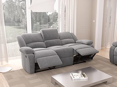 Canapé relaxation électrique 3 places gris 170° Sajuco