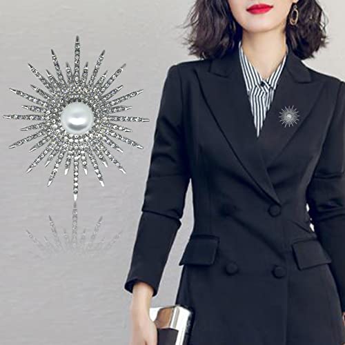 Lida Oro Rhinestone Brooch Pins With Simulated Pearl For Women,Silver Crystal Brooches Jewelry #TOP5