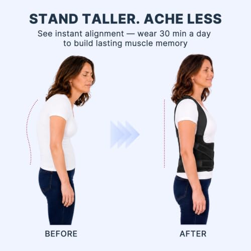 Image of Fit Geno Posture Corrector for Women & Men, Back Shoulder Support Brace | Adjustable & Breathable, Upper Back Straightener Pulls Shoulders for Pain Relief, Neck Hump, Hunchback, Kyphosis, Scoliosis