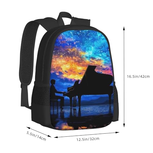 17 Inch Backpack for Sleeping Tiger in A Field of Flowers Lightweight Adjustable Animal Backpacks with Mesh Side Pockets for Travel Outdoor Sports3