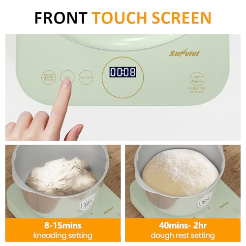 5.2QT Electric Dough Maker with Ferment Function & Weighing Function, Dough Mixer with Stainless Steel Bowl, Household Kitchen Flour Kneading Machine, Face-up Touch Panel, Microcomputer Timing by SUNVIVI - Image 3