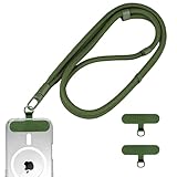 Anfire Handykette Universal für alle Smartphones, Anti Verlust handyband zum umhängen mit 2 Stück Ultradünnem Patch,Kordel Kette für Outdoor, Reise, Einstellbar und Abnehmbar，Dunkelgrün