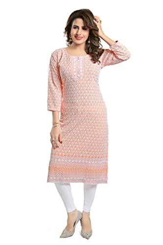 Image of DREAM & DZIRE Chikankari Kurti for Women of Cotton in Plus Size & Small Size.