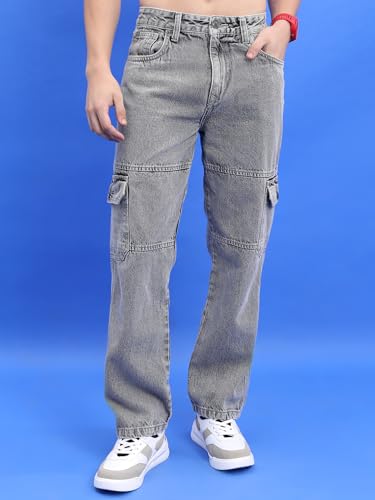 Image of Highlander Mens Relaxed Fit Denim Jeans for Man|Mid-Rise|Cotton Cargo Jeans for Men | Men Jeans